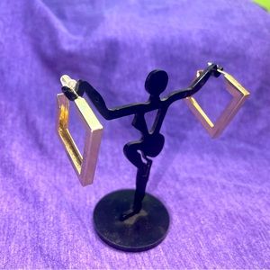 Gold color square drop earrings